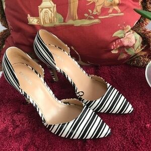 Express Black & White Stripe High Heels
